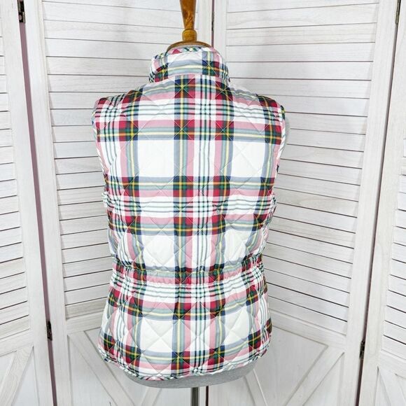 St. John’s Bay Plaid Full Zip Puffer Vest White Multi Medium - Picture 4 of 14